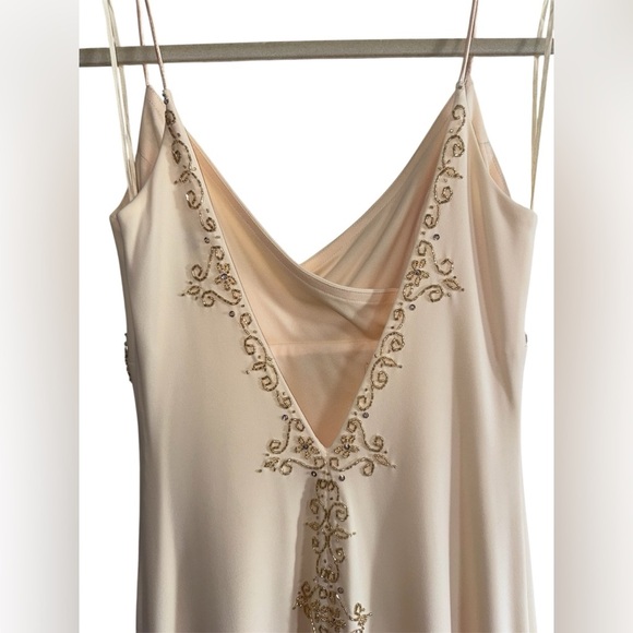 Dave & Johnny Beaded Formal Dress Champagne Yellow/Gold Size 5/6 - Picture 11 of 14